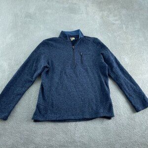Woolrich Mens L/G Blue 1/4 Zip Polyester Pullover Sweater With Chest 5615